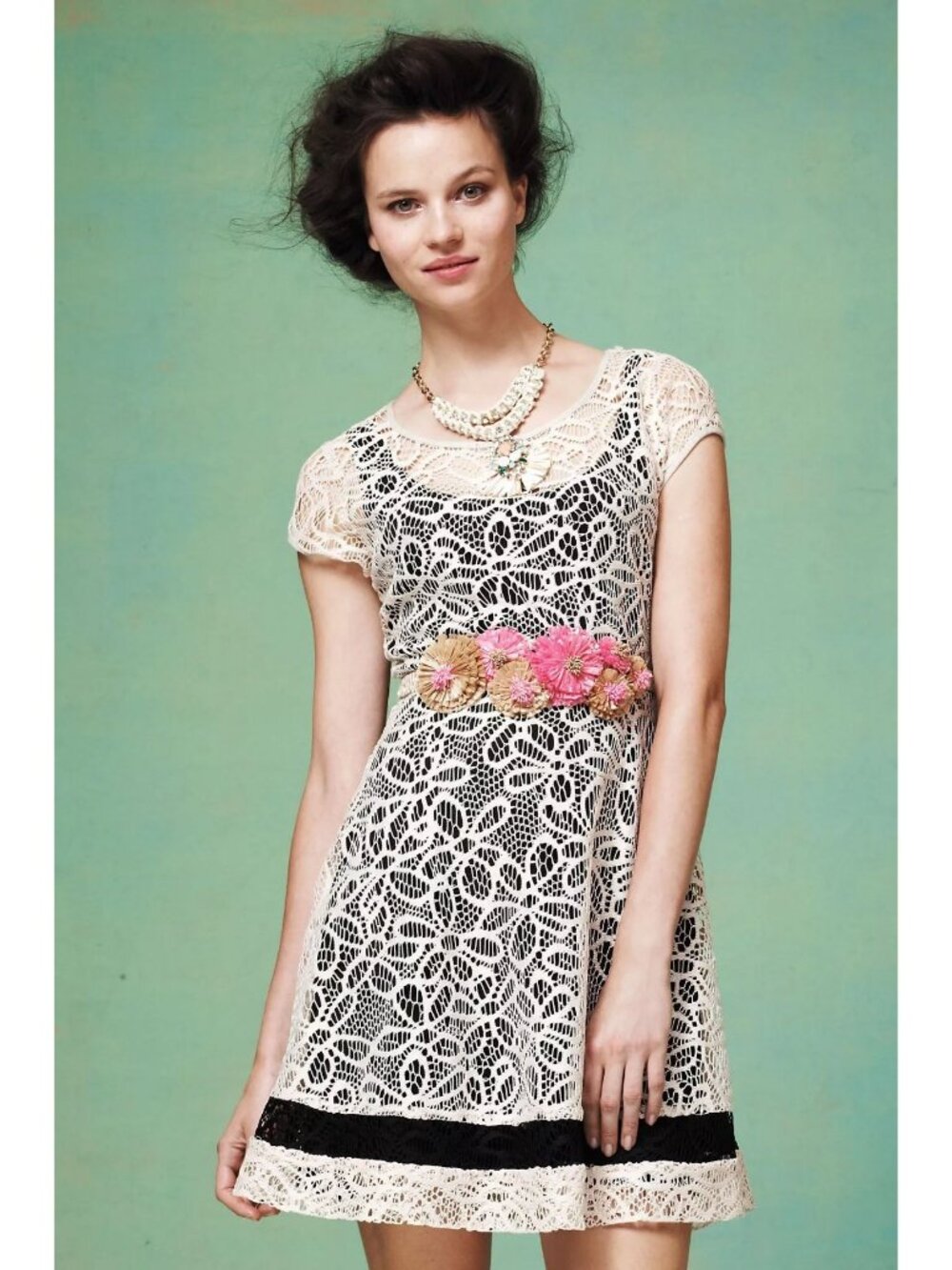 Anthropologie Maitland Lace Dress M Floral Sheer Lace A-Line Weston Wear